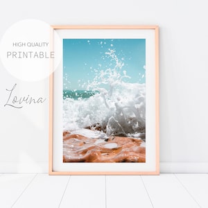 Ocean Wave Print, Ocean Art Print, Printable Ocean Print Poster, Ocean Wave Poster, Wave Photography, Ocean Photo Print, Digital Download