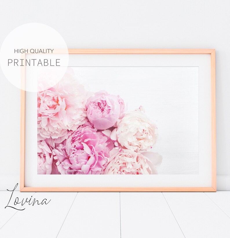 Blush Pink Peonies Poster Printable Peony Photo Print - Etsy