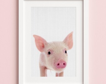 Piglet Print, Baby Pig Poster, Farm Animals Piggy, Kids Bedroom Piglet Nursery, Printable Farmhouse Kids Room, Piglet Digital Art Download