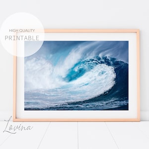 Ocean Waves Print, Surf Poster, Wave Art Poster, Dark Blue Artwork, Large Digital Ocean, Navy Blue Poster, Surf Decor, Ocean Photo Download