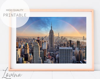 New York Skyline Wall Art, Empire State Building Print, City Skyline Prints, NYC Printable Art, New York City Poster, NYC Digital Download