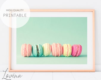 Macarons Print, Girls Room Poster, Mint Nursery Decor, Macaroons Nursery Art, Baby Girl Room Decor, Printable Girl Room, Girls Art Download