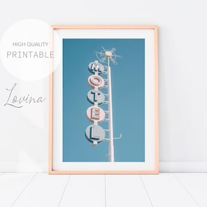 Motel Sign Print, Retro Sign Poster, Motel Print, Nursery Pastel Print, Kids Room Poster, Vintage Sign Photo, Motel Poster, Digital Download