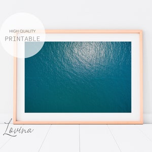 Aerial Ocean Poster, Minimalista Ocean Art Print, Aerial Ocean Photo Print, Blue Water Art Print, Drone Ocean Photo Poster, Descarga digital