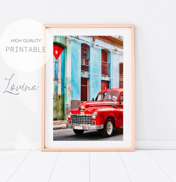 Havana Cuba Print, Retro Car Poster, Cuban Photography, Havana Photo Print, Cuban Art Print, Retro Travel Poster Cuba, Retro Car Download