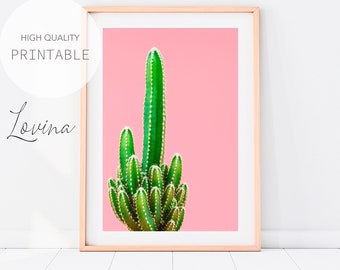 Cacti Print, Pink Mexican Wall Art, Printable Cactus Decor, Mexican Print Poster, Cactus Photography, Arizona Plant Poster, Instant Download