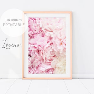 Blush Pink Peonies Print, Peony Flower Wall Art, Peony Nursery, Blush Pink Poster, Floral Peony Roses, Blush Pink Peony, Peonies Digital Art