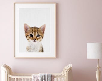 Baby Kitten Print, Printable Nursery Baby Animal, Cat Poster, Cute Kitty Nursery, Little Kitten Poster, Cute Kitten Print, Digital Download