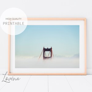 San Francisco Print, Golden Gate Bridge Wall Art, San Francisco Bridge Poster, Architecture Digital Download, Printable Bridge Photography