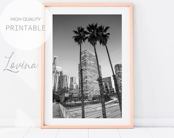 Black and White Los Angeles Print, LA Black White, Printable LA City Print, Los Angeles Poster, LA City Digital Download