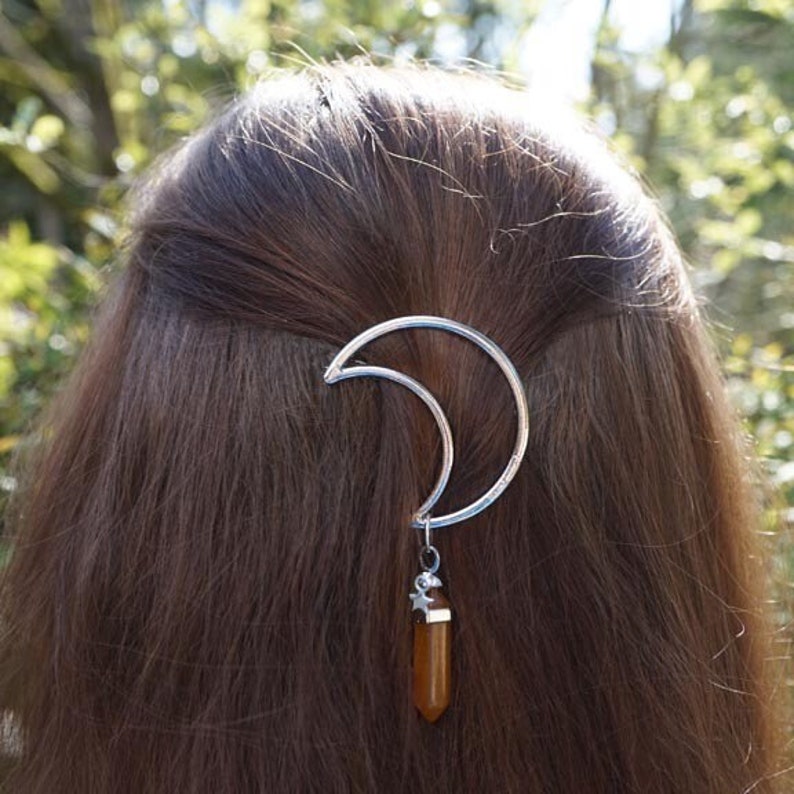 Moon and Crystals Hair Clips