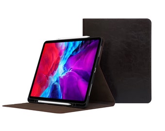 Funda de piel para iPad Air de 11" (M4) - 2026 - Con soporte para Apple Pencil - Piel auténtica - Función de encendido/apagado automático - Compatible con Touch ID - Para los modelos A3459 y A3460