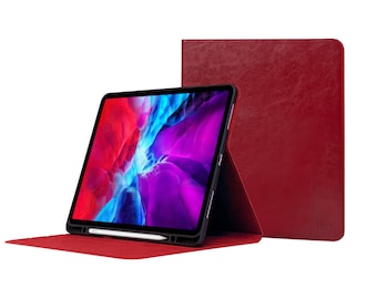 Funda de piel para iPad Air de 11" (M4) - 2026 - Con soporte para Apple Pencil - Piel auténtica - Función de encendido/apagado automático - Compatible con Touch ID - Para los modelos A3459 y A3460