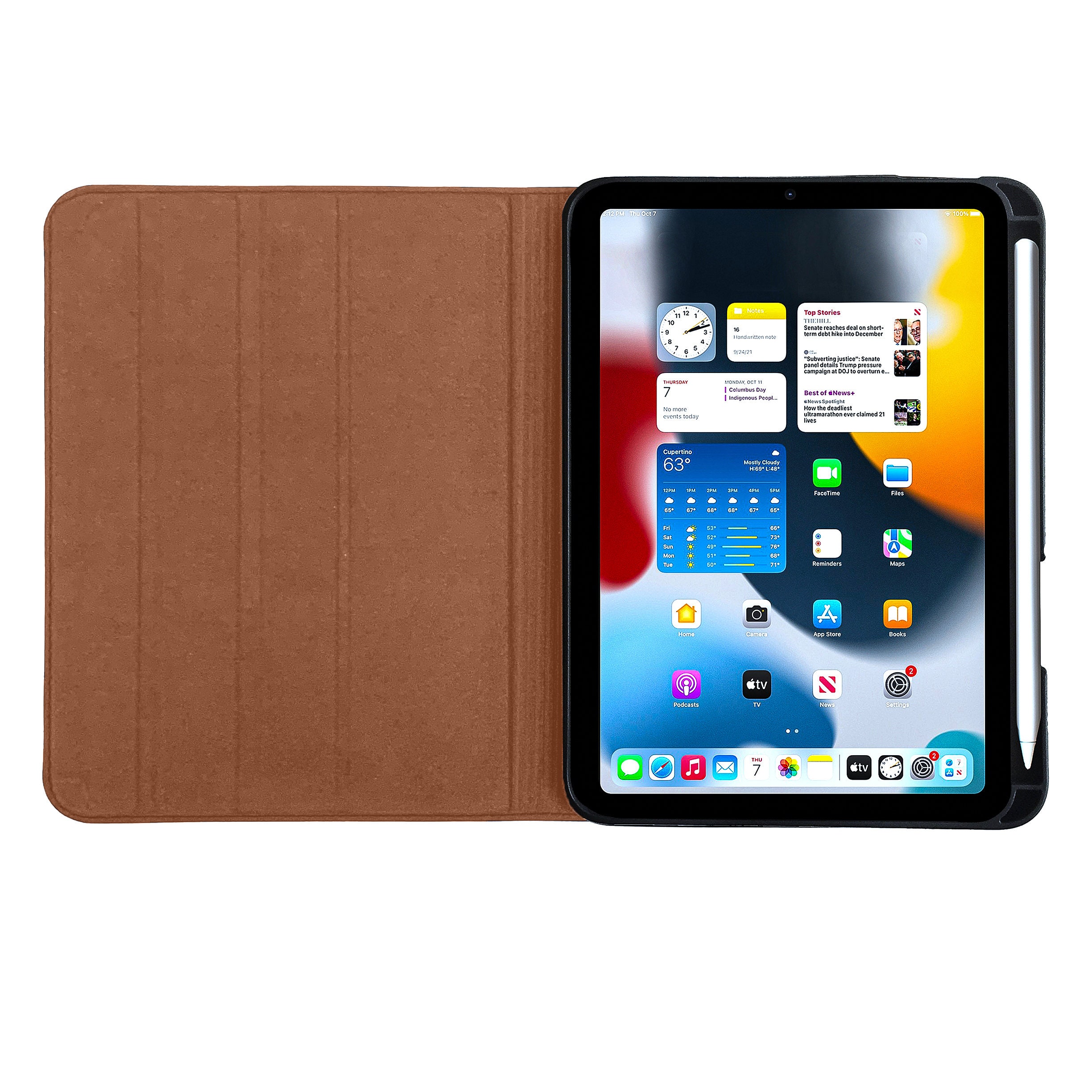 IPad Mini 7 (A17 Pro) Leather Case - With Pencil Holder - Brown