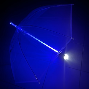 6 Color LED Transparent Color Changing Lightsaber Umbrella - With Flashlight
