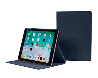 Für iPad Air 2 Echt Leder Smart Case Cover Slim Wake Dunkelblau Hülle Cover 