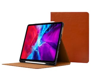 Funda de piel para iPad Air de 11" (M4) - 2026 - Con soporte para Apple Pencil - Piel auténtica - Función de encendido/apagado automático - Compatible con Touch ID - Para los modelos A3266 y A3267