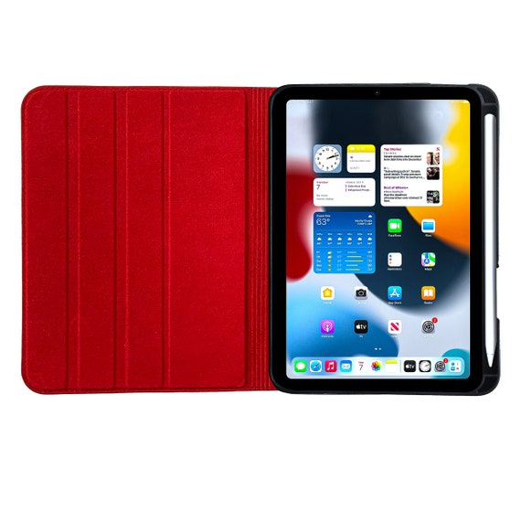 IPad Mini 6 Leather Case With Pencil Holder Thin Red Genuine