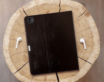 Funda de piel para iPad Pro de 11" (M5) - 6.ª generación - 2025 - Con portalápices - Piel auténtica roja - Función de reposo/activación - Para modelos A3357 y A3358