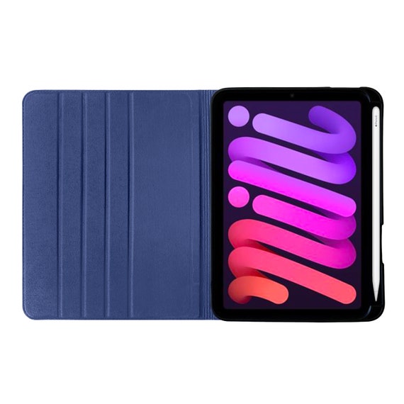 IPad Mini 6 Leather Case - With Pencil Holder - Thin Blue Genuine