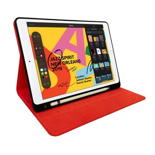 LCHDA Cover Per IPad 10,2 Pollici 2020 8a Generazione / 7a Gen 2019, Ultra Sottile Tri-fold Stand Custodia In Pelle PU Intelligente Magnetico Cover Protettiva Con Auto Svegliati/Sonno - Vino Rosso