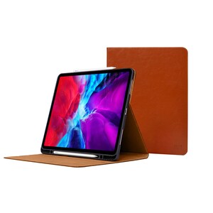Étui iPad Air 3 & iPad Pro 10.5 » - Avec porte-crayon - Étui mince en cuir de vachette véritable marron - avec veille-sommeil