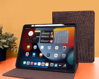 Funda de piel para iPad Pro de 11" (M5) - 6.ª generación - 2025 - Con portalápices - Piel auténtica - Función de reposo/activación - Para modelos A3357 y A3358