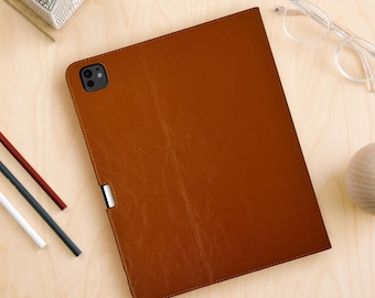 Funda de piel auténtica para iPad Pro de 13" (M5) - Con portalápices (8.ª generación) - Función de reposo/activación - Para modelos A3360 y A3361 - Año: 2025