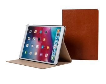 iPad Pro 12.9" Case - For 1st & 2nd Generation - Brown Genuine Cowhide Leather - Folio Stand Cover with Sleep-Wake