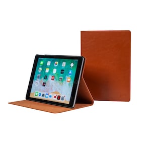 iPad 10,2" 7e génération (2019), étui folio fin en cuir de vache véritable marron avec fonctionnalité veille-réveil