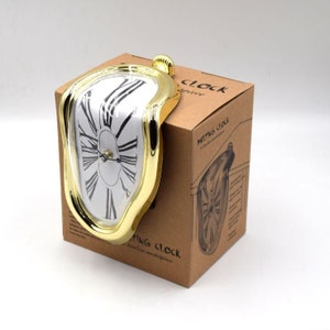 Gold Colored Salvador Dali Melting Desk/Shelf Clock inspired by his famous Painting "Persistence of Time"