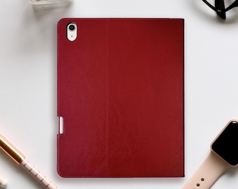 Funda de piel para iPad Air de 13" (M4) - Año: 2026 - Con soporte para Apple Pencil - Piel auténtica marrón fina - Función de encendido/apagado automático - Para los modelos A3461 y A3462