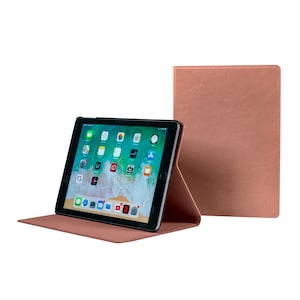 iPad 10.2&quot; Rose Gold Case - 8th Generation - 2020 Model - Genuine Leather Cover - With/Without Pencil Holder - With Sleep-Wake