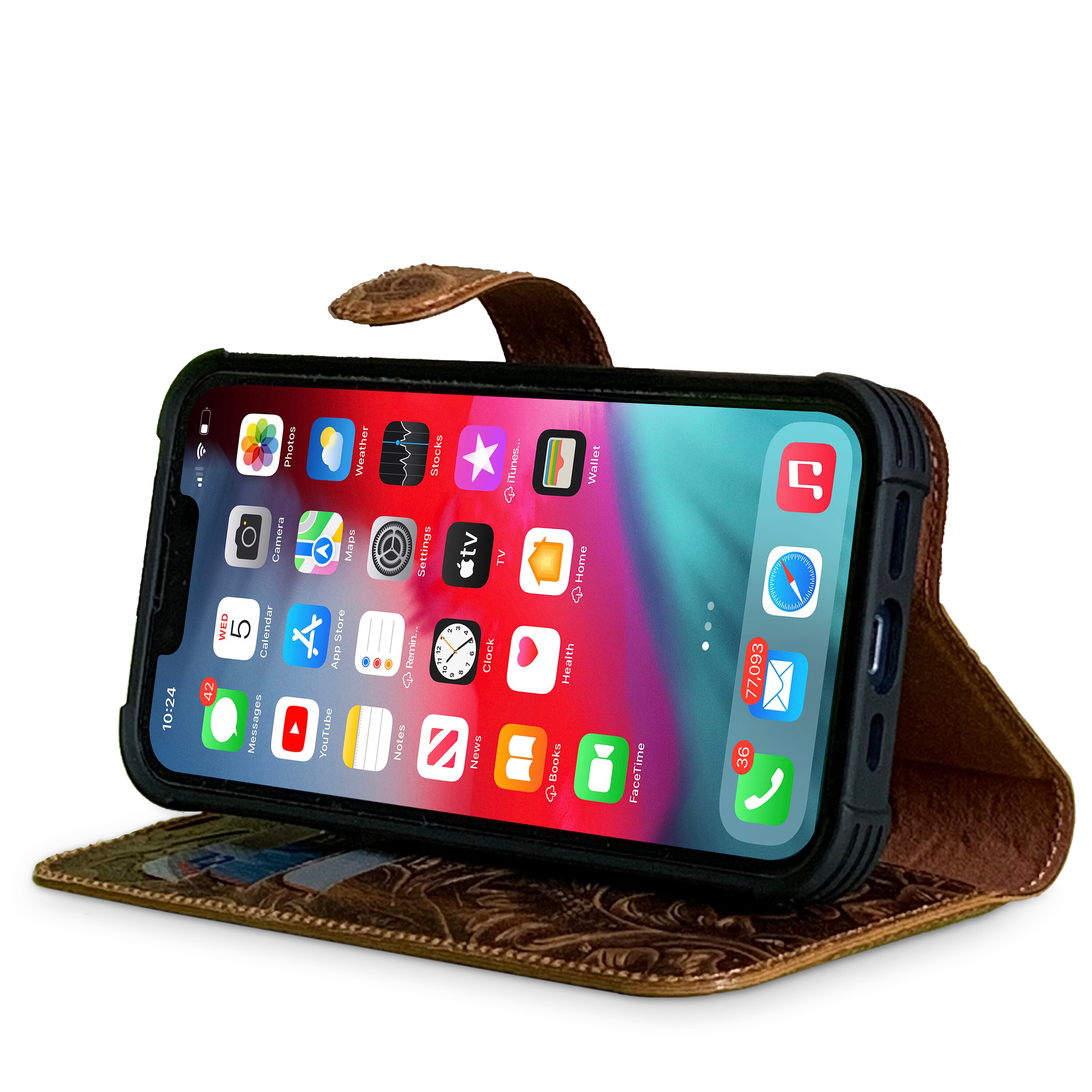 Custodia Carica Wireless Custodia Portafoglio Pelle Per IPhone 13 - Foto 4