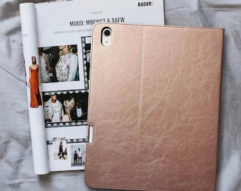 Funda de piel para iPad Air de 13" (M4) - Año: 2026 - Con soporte para Apple Pencil - Piel auténtica marrón fina - Función de encendido/apagado automático - Para los modelos A3461 y A3462