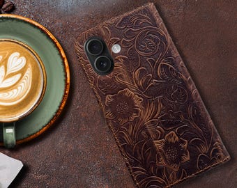 iPhone 16/Plus/Pro/Pro Max Genuine Leather Case - Detachable Magnetic Bumper/Wallet Case - RFID Blocking Card Slots - Card Storage