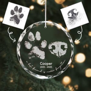 Personalized Paw and Nose Print From Photo, Custom Dog Memorial Paw Print Ornament, Christmas Pet Loss Gifts