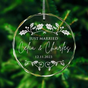 Personalized First Christmas Married Ornament, Engraved 1st Christmas as Husband and Wife, Gifts for Newly Married Couple