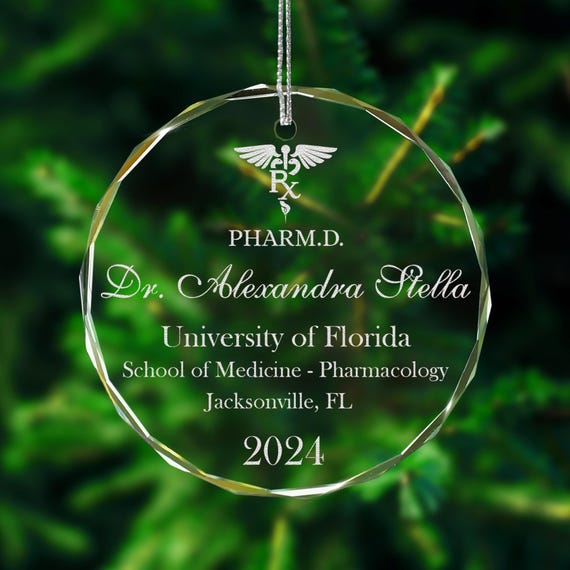 Rx Doctor of Pharmacy Pharm D Graduation Ornament, Custom Pharmacist Christmas Gift, Pharmacist Graduation Gift