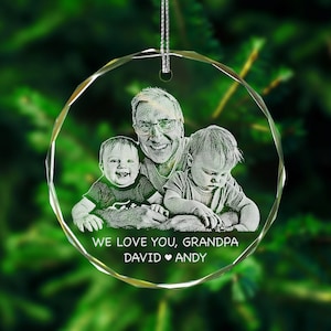 Custom Photo Crystal Glass Ornament - Personalized Engraved Christmas Gifts from Your Favorite Picture, 3 inches, Gift Box Included