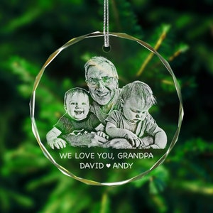 Personalized Engraved Crystal Ornament with Your Favorite Photo - Custom Christmas Gifts from Picture, 3 inches, Gift Box Included