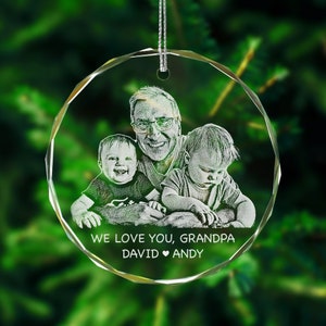 Custom Photo Crystal Glass Ornament - Personalized Engraved Christmas Gifts from Your Favorite Picture, 3 inches, Gift Box Included