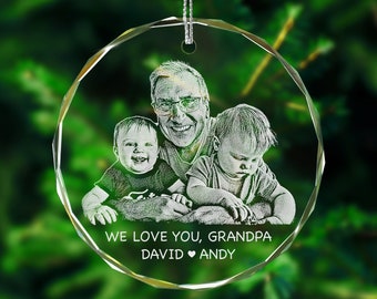 Custom Photo Crystal Glass Ornament - Personalized Engraved Christmas Gifts from Your Favorite Picture, 3 inches, Gift Box Included