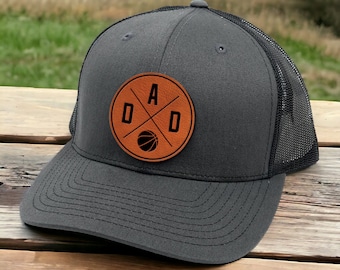 Custom Basketball Dad Leather Patch Cap - Personalized Father's Day Gift for Basketball Lover