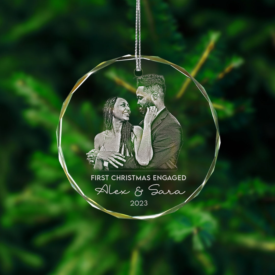 Personalized Our First Christmas Engaged Ornament, Custom Photo Ornament, Christmas Gift for