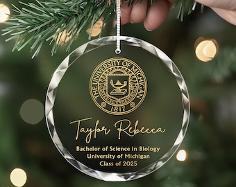 Custom College Logo Graduation Ornament - Engraved Grad Gift for Graduates To Celebrate Your Hard Work, Class of 2025