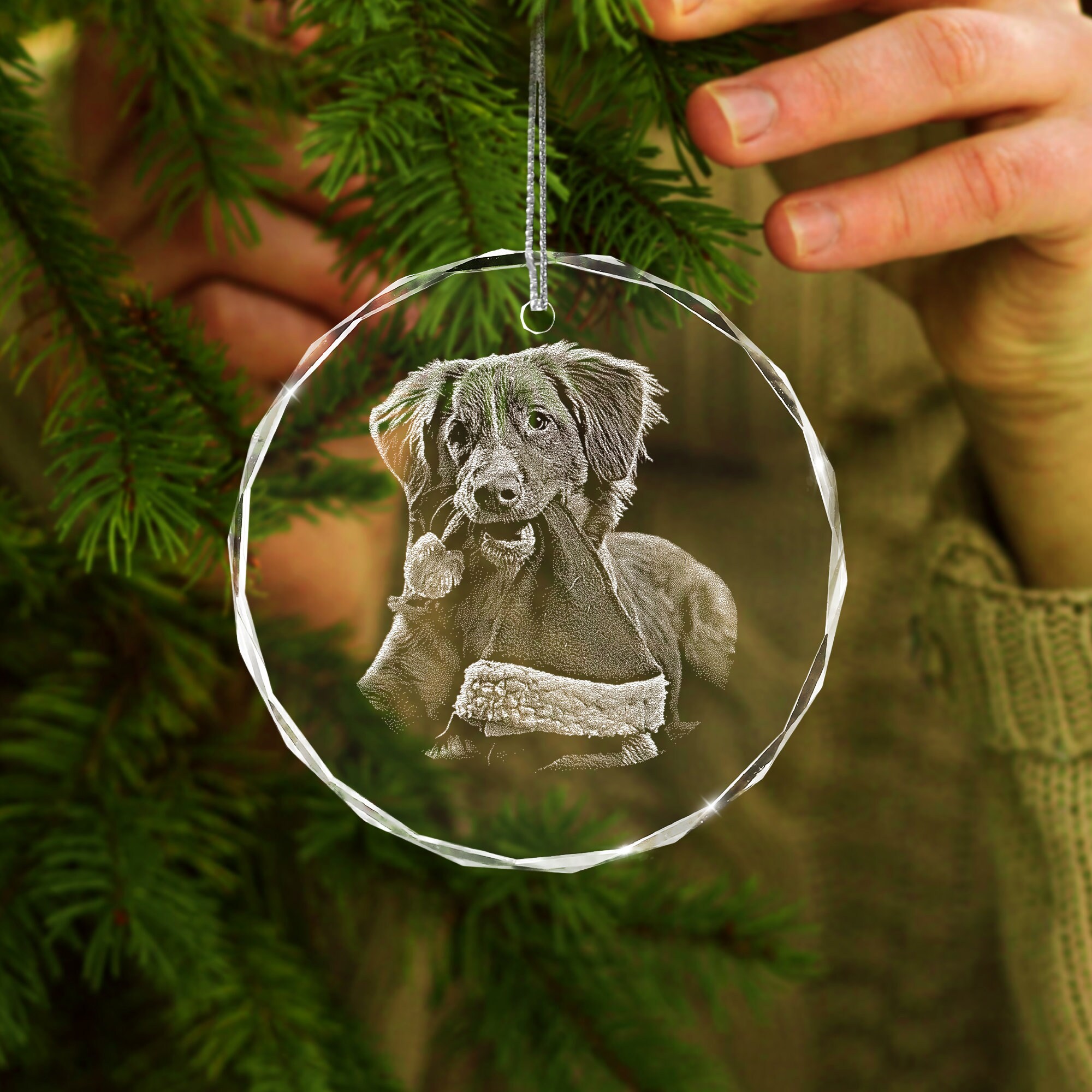 Personalized Puppy Picture Glass Ornament, Custom Dog Ornament ...