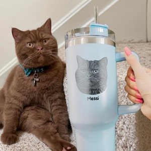 Custom Cat Tumbler, Personalized Cat Mom Tumbler, Engraved Pet Photo Gifts for Pet Lovers, Christmas Gifts for Cat Lady