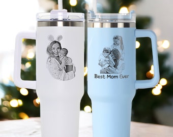 Custom Family Photo Mother's Day Gifts, Engraved Your Favorite Photo on 40oz Tumbler, Unique Gifts for Her, Gifts for Mom