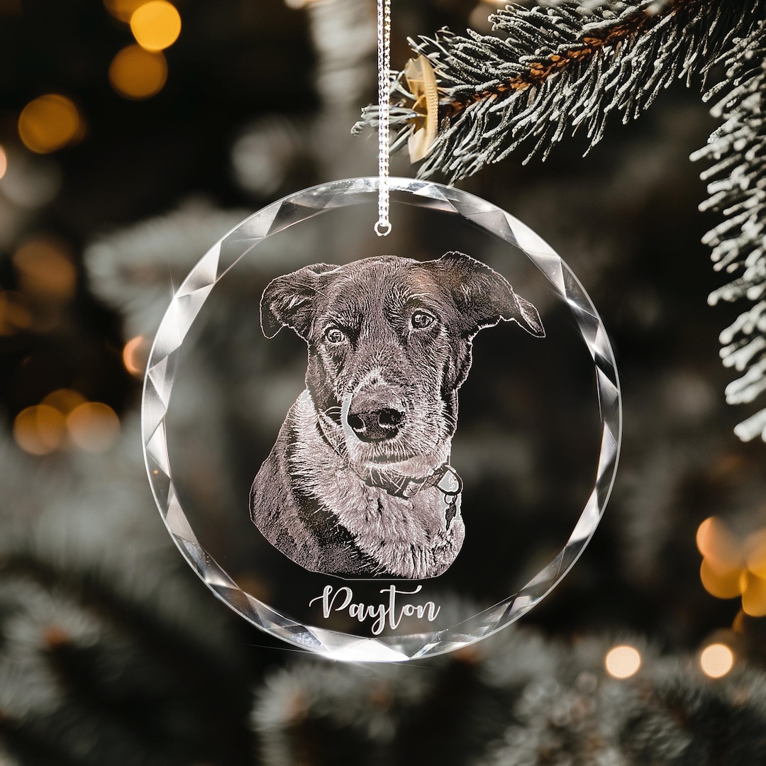 Personalized Pet Glass Ornament Engraved - Etched Your Dog Photo on ...